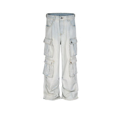 Men's Vintage Pants Men's Women's Straight Pants High Street Washing Water Old Jeans MIJKO