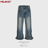 Mens Vintage Pants Stretch Old Jeans MIJKO