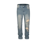 Men's Vintage Pants Washed Old Trousers Men's and Women's Ripped Slim-Fit Jeans MIJKO