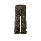 Men Vintage Pants High Street Vintage Leopard Camouflage Straight Slim Jeans MIJKO