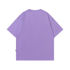 T-shirt homme imprimé Lettre, manches courtes, rétro ample en pur coton pour couple
