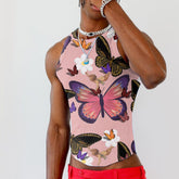 Rave Outfits Mens Vest Sleeveless Printed Base Clothing