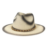 Chapeaux de cowboy en paille, pare-soleil de bord de mer avec chaîne, chapeau de plage pour hommes et femmes