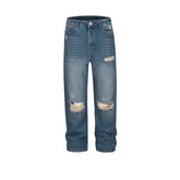 Men's Vintage Pants Men's Women's Washed White Trousers Straight Jeans MIJKO