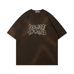 T-shirt homme manches courtes brodé lettre Hip-hop pour hommes et femmes