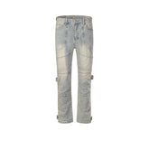 Men's Vintage Pants Men's Women's Wash Water Old Trousers Splicing Jeans MIJKO