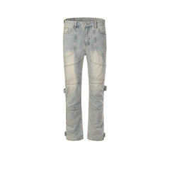 Men's Vintage Pants Men's Women's Wash Water Old Trousers Splicing Jeans MIJKO