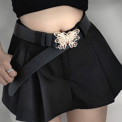 Hip-hop punk style metal hollow butterfly button decorative belt women with denim skirt fashionable and fresh
