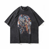 T-shirt Rétro Homme Impression Personnalité Manches Courtes T-shirt Couple Ample Homme et Femme