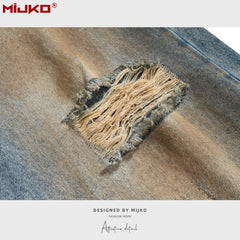 Mens Vintage Pants Ripped Old Blue Jeans MIJKO