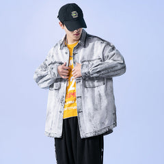 Men's Spring Plus Size Loose Vintage Denim Jacket Men's Casual Top Men Denim Jacket