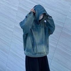 Mens Jacket Distress Unisex Blue Mainstream Fashion Jacket MIJKO