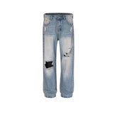 Men's Vintage Pants Men's Women's Wash Water Old Trousers Straight High Street Jeans MIJKO