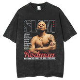 Mens T-Shirts Washing T-Shirt Rodman Print Loose Half Sleeve