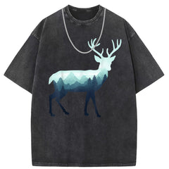 Men T Shirts Washed Old Printed Short Sleeve T-Shirts Women's Loose