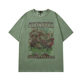 Men T Shirt Vintage Distressed Washed Loose Casual Short Sleeve T-shirt for Men and Women