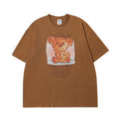 T-shirt homme imprimé ours en coton à manches courtes pour bébé garçon et fille, ample, pour l'été