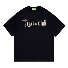 T-shirt homme imprimé T-shirt manches courtes Hommes et femmes Couple ample Rétro vieilli