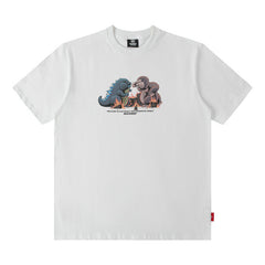 T-shirt homme à manches courtes imprimé dessin animé Hip-hop décontracté à col rond pour homme et femme