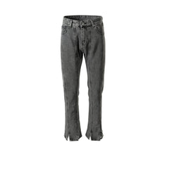 Men Vintage Pants Splicing Wide-footed Trousers Washed Old Jeans MIJKO