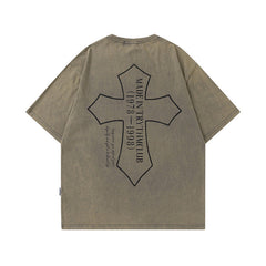 T-shirt homme imprimé, effet usé et délavé, manches courtes, style rétro pour homme et femme
