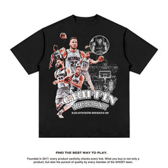 Nba T Shirt Printed T-shirt European and American High Street Short Sleeve Loose
