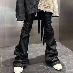 Men's Vintage Pants Jeans Men's and Women's Back Ribbon Drawstring Black Trousers MIJKO