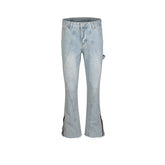 Men's Vintage Pants Zipper Pants Wide Pants Men's and Women's Blue Jeans MIJKO