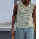 Rave Outfits Mens Vest Knitted V-neck