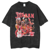 Mens T Shirts Washed Retro Short Sleeve T-Shirt Washed Street Print