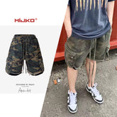 GGGard MIJKO series men's clothing women's spring and summer men's and women's same casual pants drawstring splicing design heavy camouflage tooling shorts tide