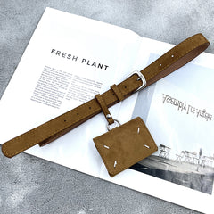 Mini fanny pack premium sense khaki belt women's decoration niche matte design with dress belt Korean version