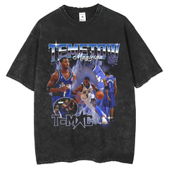 Mens T Shirts Maddie Printed T-Shirt Washed Cotton Old Short Sleeves Loose