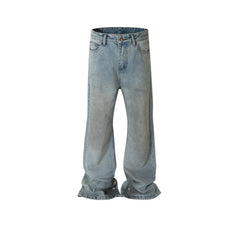 Men Vintage Pants High Street Trousers Washed Old Blue Jeans MIJKO