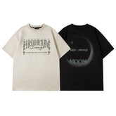T-shirt homme imprimé gothique en suède Hiphop à manches courtes