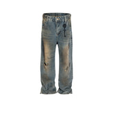 Mens Vintage Pants Multi-Pocket Buckle Casual Pants MIJKO