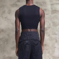 Rave Outfits Mens Vest Printed Knitted Irregular