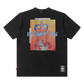 T-shirt Homme Ample Hommes Européen et Américain Street Hip Hop Imprimé Manches Courtes
