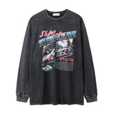 Men Long Sleeve T Shirt Super Race Car Pattern Distressed