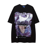 T-shirt Homme Street Graffiti Manches Courtes T-shirt Couple Homme Femme Ample Hip Hop