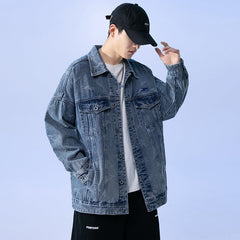 Veste en jean pour homme printemps automne grande taille chemise ample veste en jean décontractée