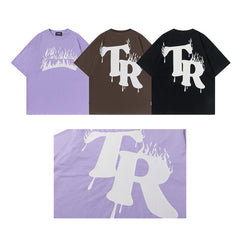 T-shirt homme à imprimé graffiti alphabet et manches courtes – T-shirt de couple pour homme