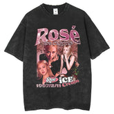 Mens T Shirts Pink Rosé Portrait Wash T-Shirt Vintage Print