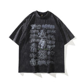 T-shirt homme/femme T Yabi Style Imprimé foncé Effet usé Délavé Manches courtes