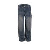 Men's Vintage Pants Men's Women's Decorative Trousers Straight Washed Jeans MIJKO