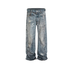 Men's Vintage Pants Men's Women's High Street Straight Pants Jeans MIJKO