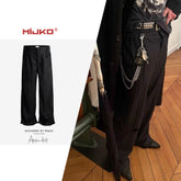 MIJKO men's clothing women's violent pattern washing destruction splashing ink old money wind trousers men's and women's straight cat whisker trousers