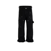 Men Vintage Pants High Street Spliced Trousers Men's and Women's Design Black Jeans MIJKO