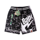 Shorts décontractés unisexe à cinq points, motifs camouflage tendance tête de singe, bouche de requin, ciel étoilé et pois, pour la plage
