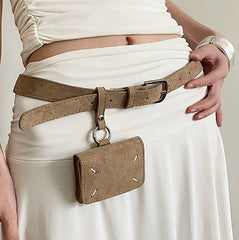 Mini fanny pack premium sense khaki belt women's decoration niche matte design with dress belt Korean version